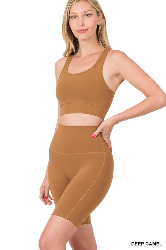 Athletic Tank Top & Biker Shorts Set (Deep Camel)