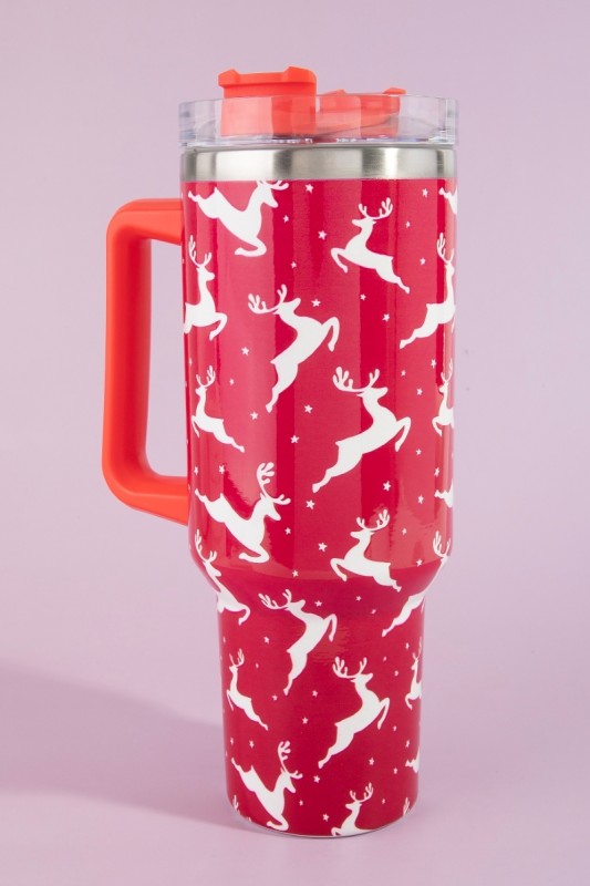 Reindeer Pattern Christmas Themed 40oz Tumbler