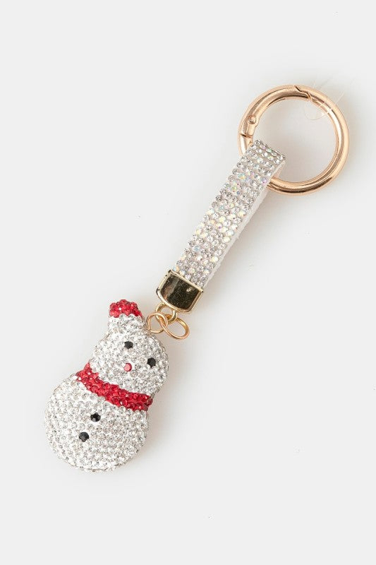 Pave Christmas Theme Snowman Bag Charm