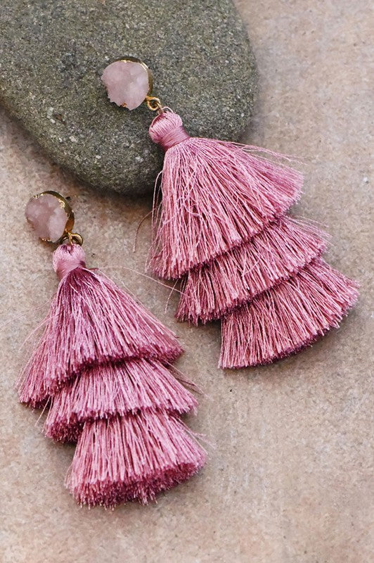 Tassel Earrings (Pink)