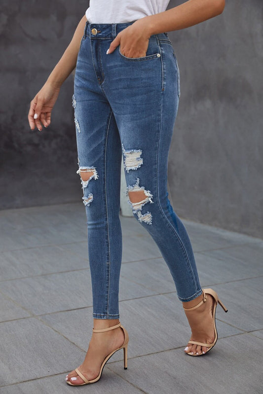 High Rise Skinny Stretch Denim Jeans