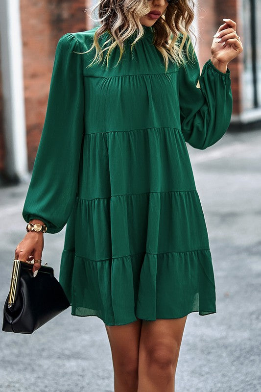 Lined Loose Fit Dress (Green)