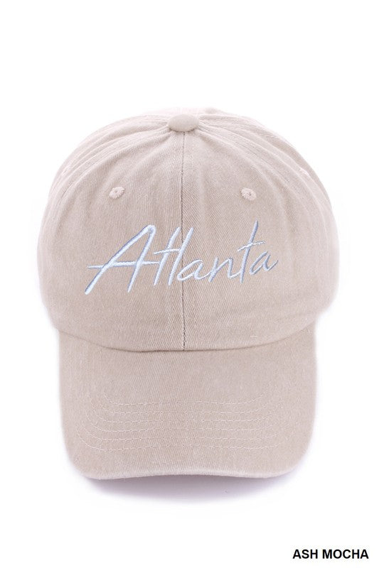 Washed Embroidered City Cap - Atlanta Ash Mocha