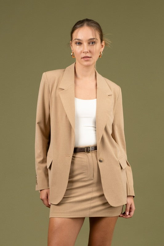 Solid Longline Blazer (Camel)