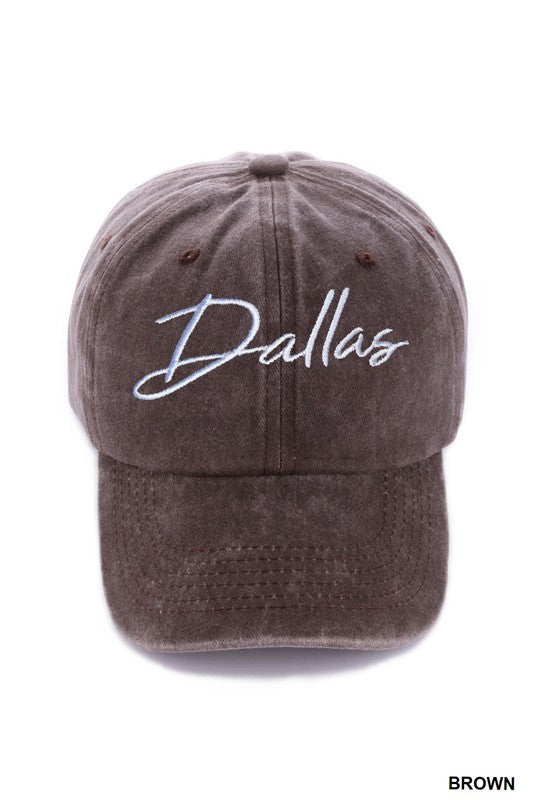 Washed Embroidered City Cap - Dallas Brown