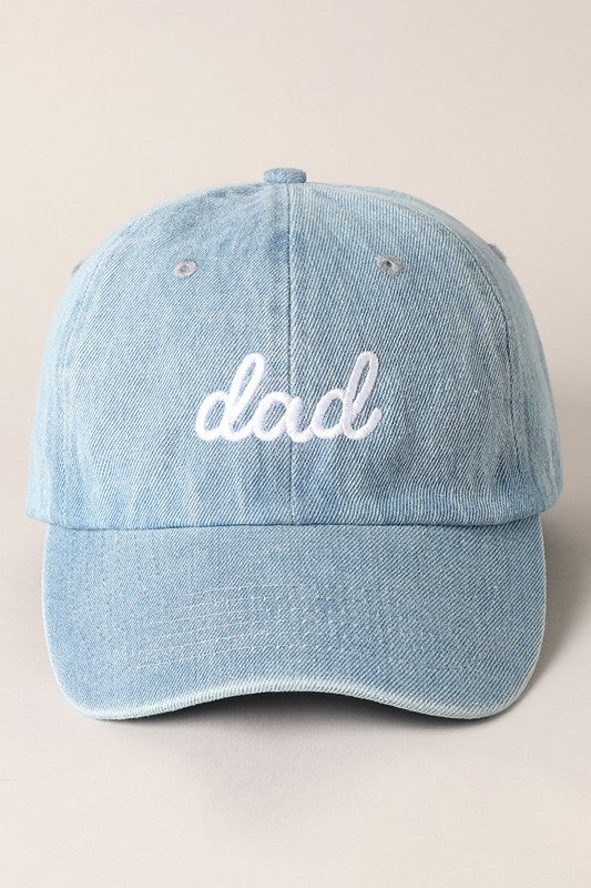 Light Denim "DAD" Embroidered Cap (Matching Mom, Dad + Mini)