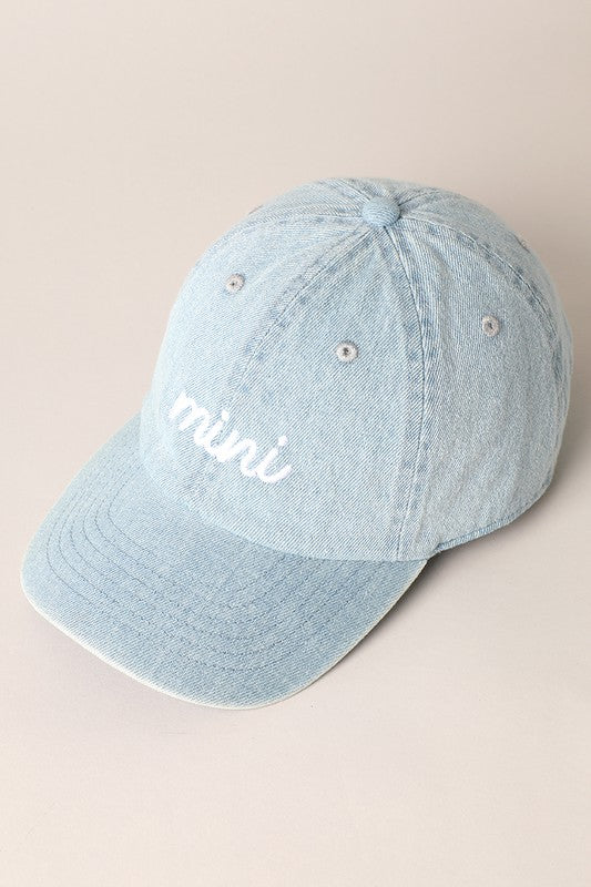 Light Denim "MINI" Embroidered Cap (Matching Mom, Dad + Mini)