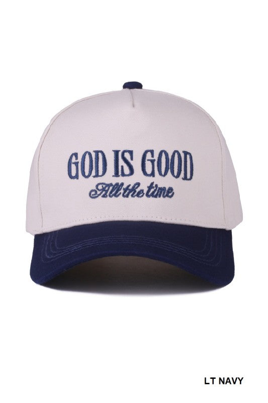 God Is Good All The Time Two-tone Canvas Cap (LT NAVY)