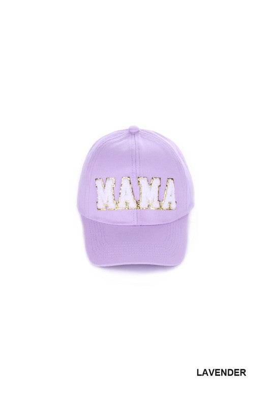 Mama Chenille Patch Baseball Cap - Lavender