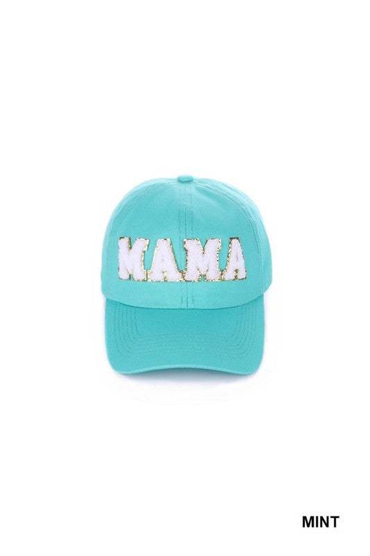 Mama Chenille Patch Baseball Cap - Mint