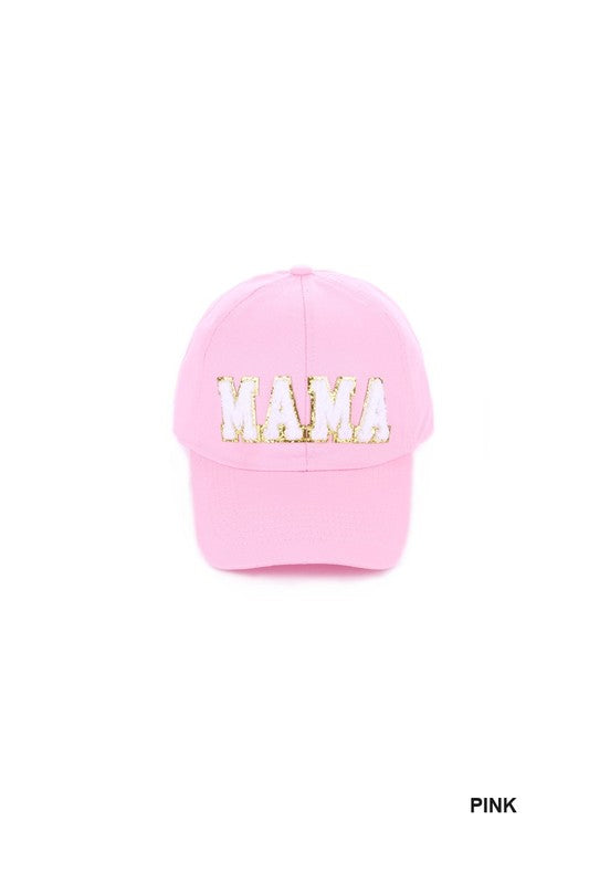 Mama Chenille Patch Baseball Cap - Pink