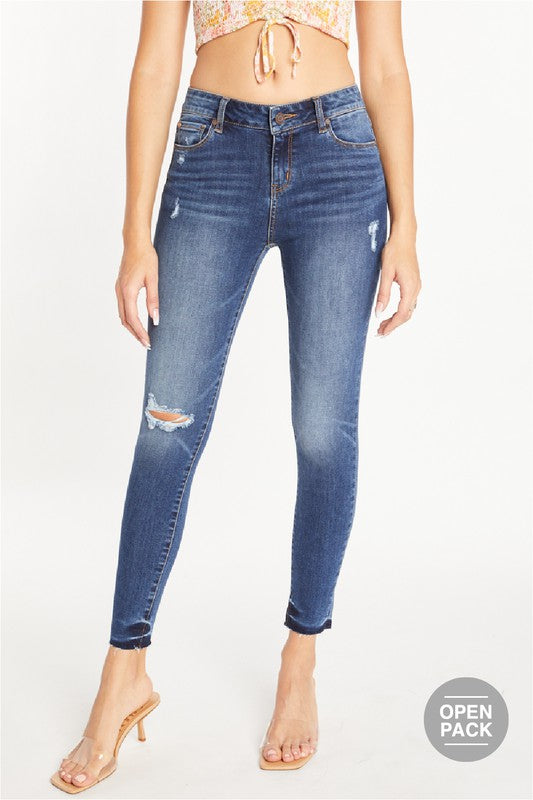 Mid Rise Distressed Ankle Skinny Jeans (Medium)