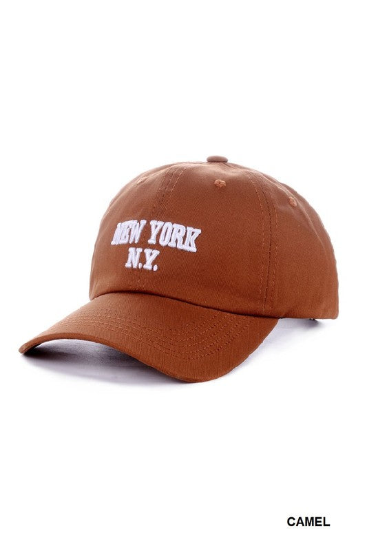 New Nork N.Y. City Embroidered Monogram Baseball Cap - Camel