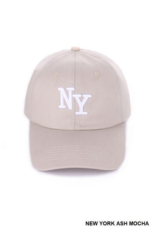 New Nork N.Y. City Embroidered Monogram Baseball Cap - Ash Mocha