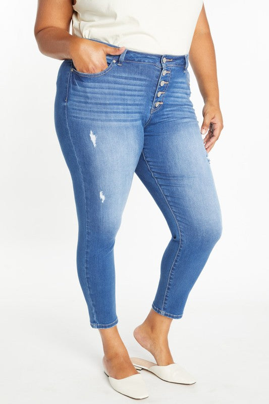 Plus Size High Rise Ankle Skinny Jeans (Medium)