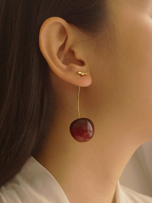 Red Cherry Drop Earrings