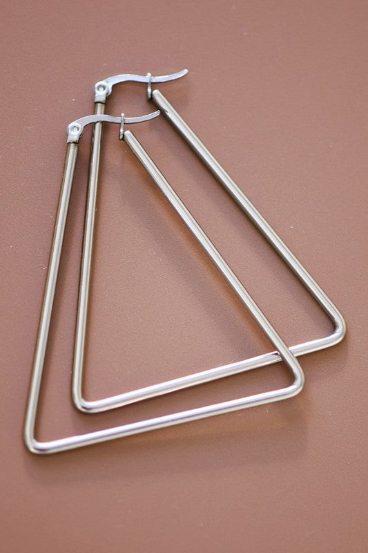 Waterproof Non-tarnish Stainless Steel Triangle Hoops