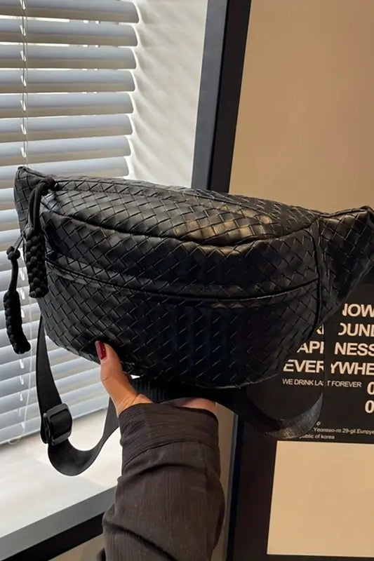 Black Vegan Leather Crossbody Bum Bag