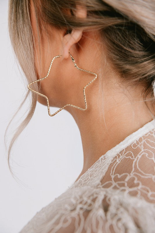 Star Hoop Earrings (Gold)